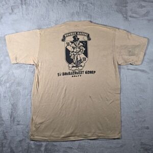 Jerzees Pocket Shirt Mens L Tan Bomber Barons 5th Bombardment Group Vintage 90s